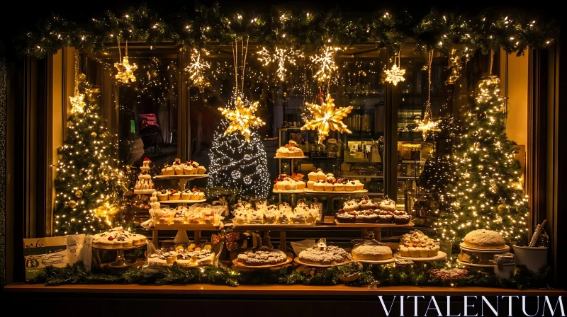 AI ART Holiday-Themed Bakery Window with Pastries