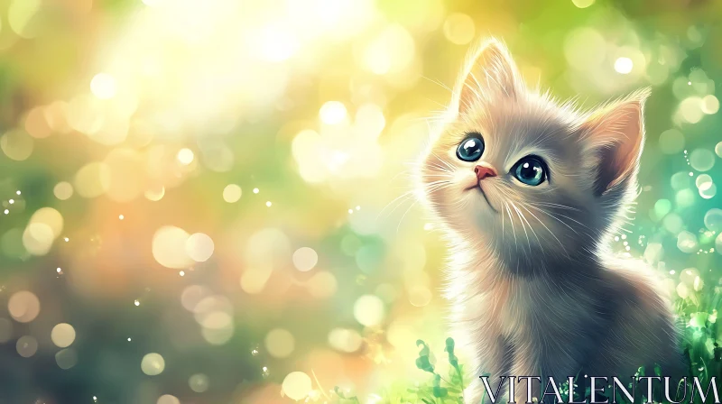 AI ART Cute Kitten in Dreamy Nature Setting