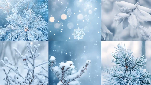 Serene Snowy Winter Nature Collage