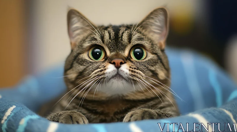 Close-Up of Inquisitive Tabby Cat AI Image