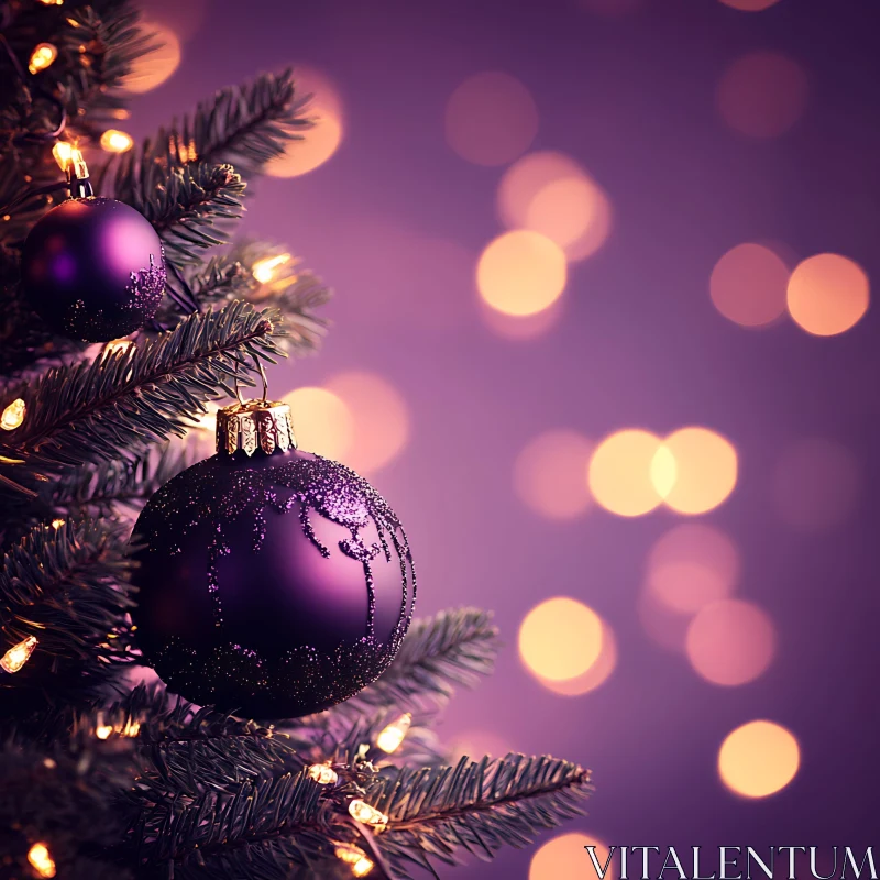 Holiday Decor: Purple Christmas Ornaments AI Image