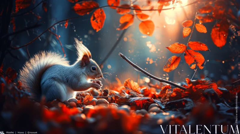 Captivating Autumn Forest Squirrel Photograph AI Image