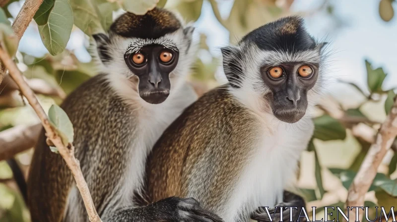 Captivating Image: Monkeys on a Tree Branch AI Image
