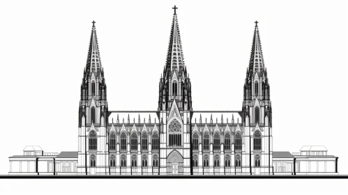 Cologne Cathedral Vector Illustration - Architectural Drawing