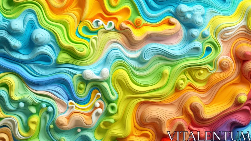 AI ART Colorful Abstract Painting with Organic Shapes