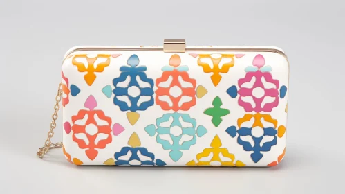 Colorful Geometric Patterned Gold Clutch | Abstract Fashion Accessory