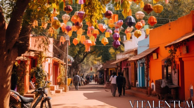 Colorful Shops in Maharashtra: A Charming and Idyllic Rural Scene AI Image