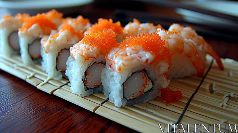 Delicious Sushi Rolls on a Plate: Close-up Perspective AI Image