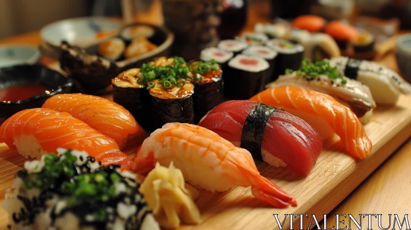 Exquisite Sushi and Sashimi: A Visual Feast of Japanese Cuisine AI Image