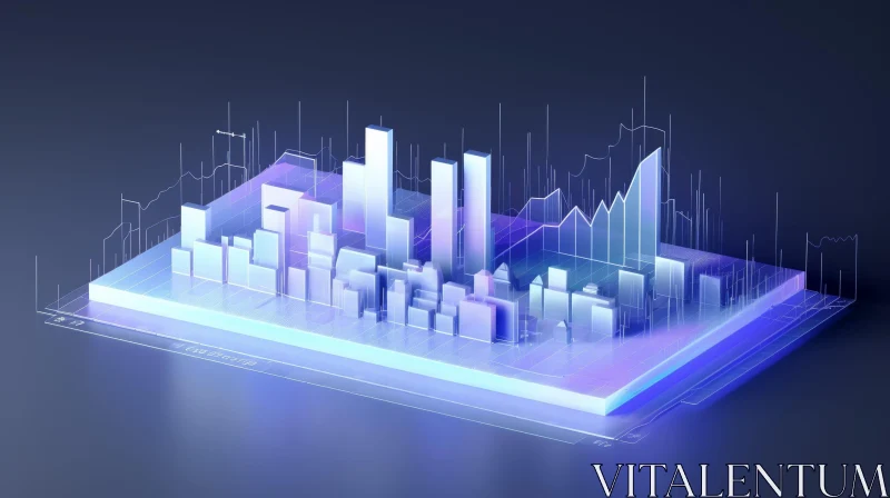 AI ART Futuristic 3D Cityscape in Blue and Purple Tones