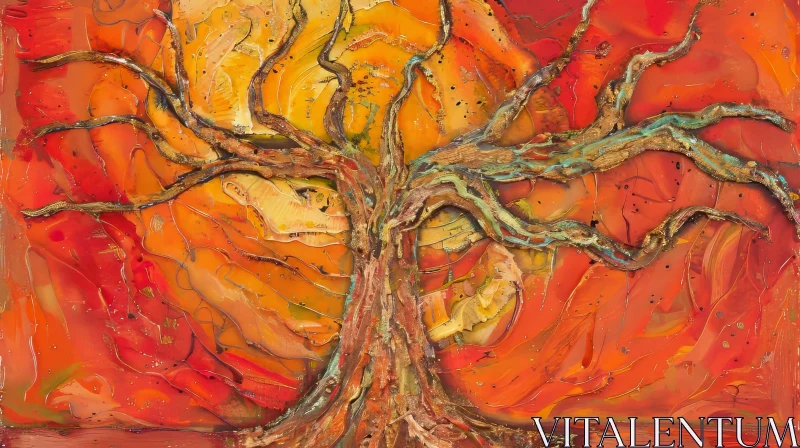 Impasto Tree Painting with Vibrant Colors AI Image
