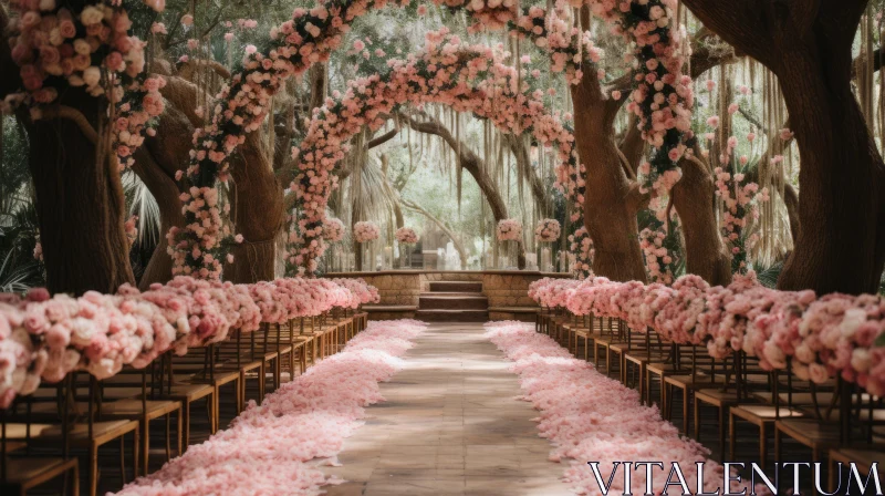 Romantic Southern Gothic Wedding Scene with Pink Accents AI Image