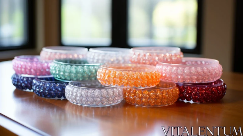 AI ART Unique Composition of Plastic Bowls with Fake Food