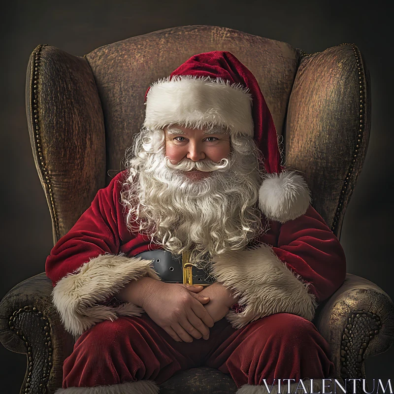 Festive Santa in Classic Red Suit AI Image