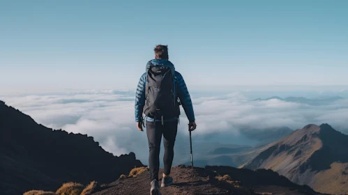 A Stunning View: Person Standing on Top of a Mountain