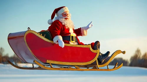 Jolly Santa on a Vintage Sleigh