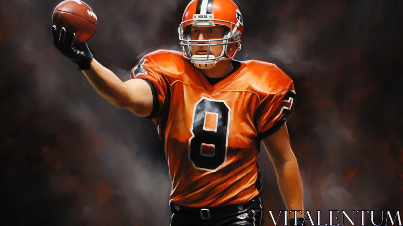 AI ART American Football Player in Brown and Orange Uniform