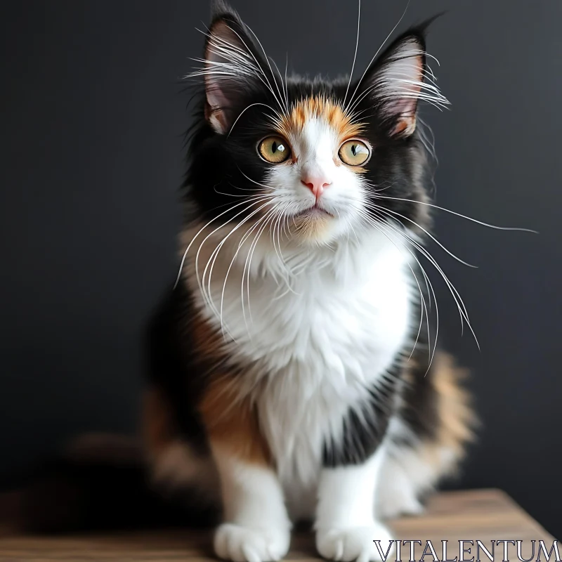 Close-Up of a Tricolor Cat AI Image