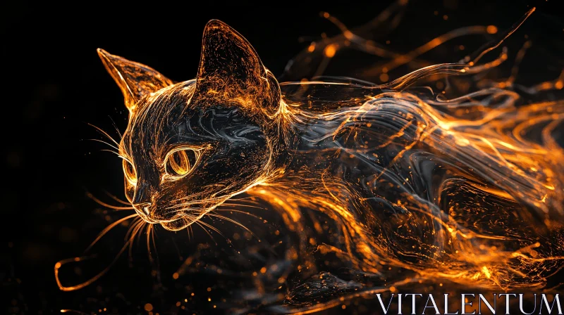 Glowing Feline Digital Art AI Image