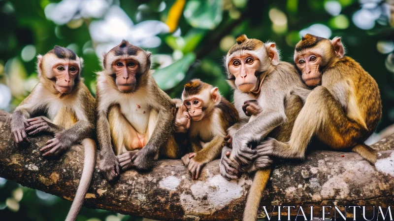 Enchanting Photograph of Monkeys on a Tree Branch AI Image