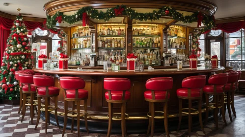 Festive Christmas Bar with Vintage-Inspired Pin-ups