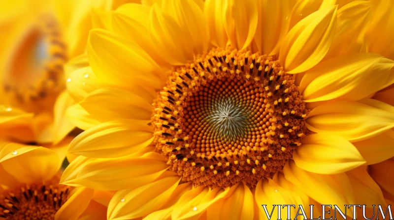 Golden Sunflower Close-Up: A Study in Nature's Geometry AI Image