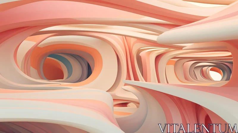 Pink and White Abstract 3D Cave Rendering AI Image