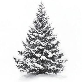 Winter Pine Tree Drawing