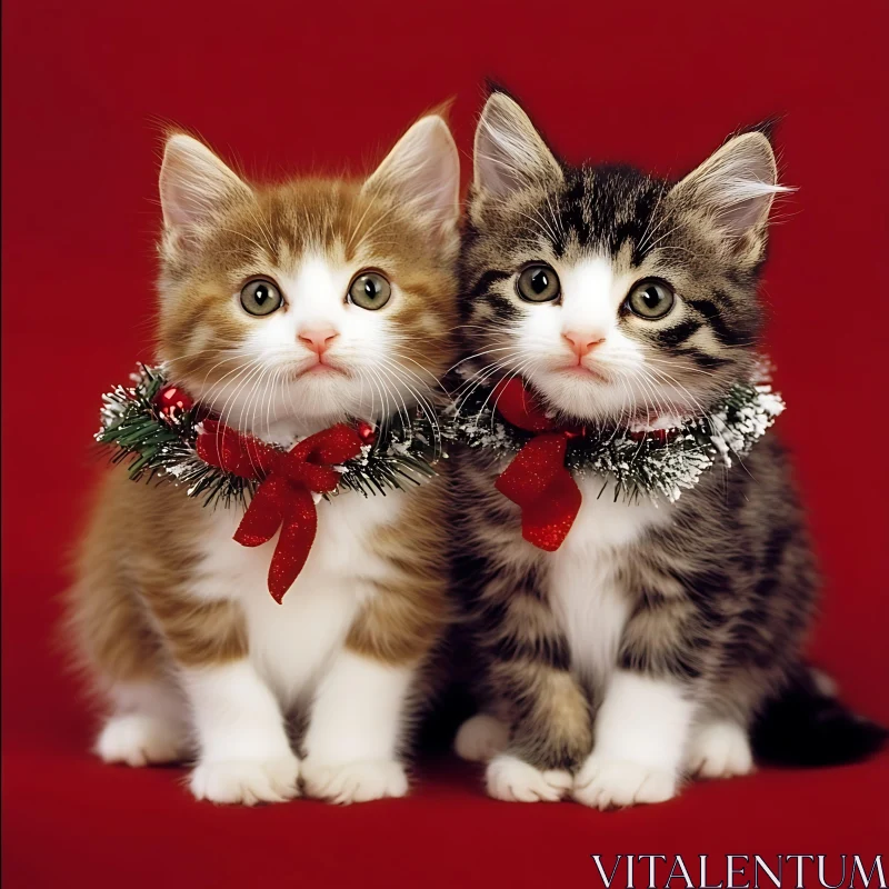 Festive Cats with Christmas Garlands AI Image