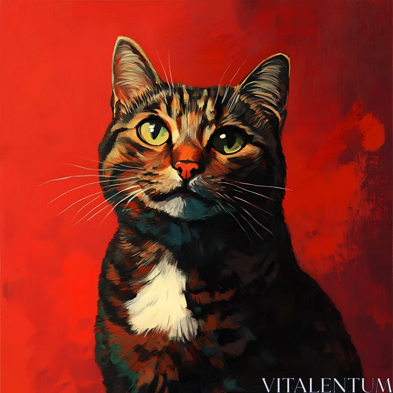 Tabby Cat Portrait in Oil AI Image