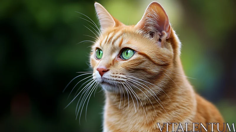 Ginger Cat with Striking Green Eyes AI Image