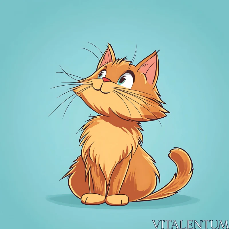 Charming Cartoon Cat Illustration AI Image