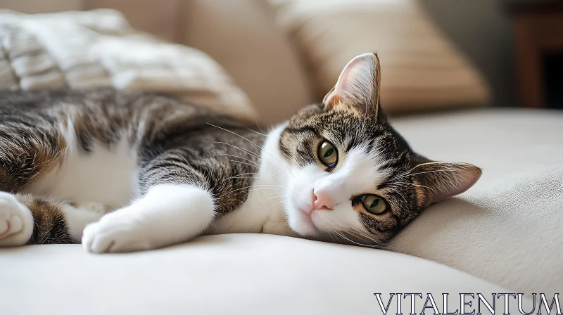 Charming Cat Lounging in Comfort AI Image