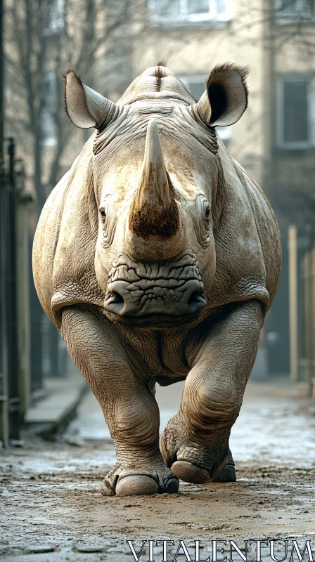 Urban Rhinoceros Walk AI Image