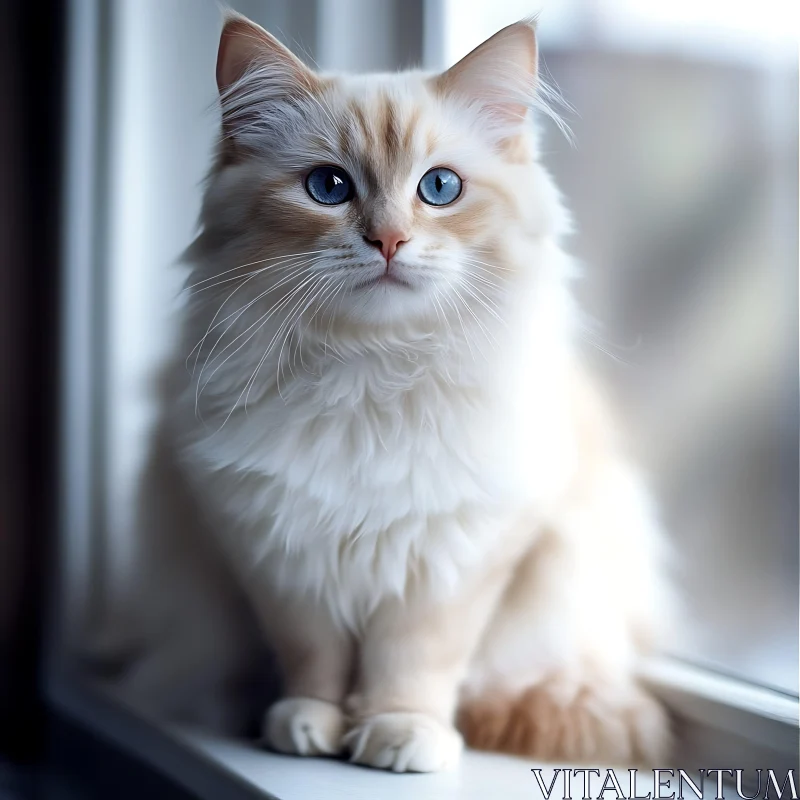 Majestic Feline with Striking Blue Eyes AI Image