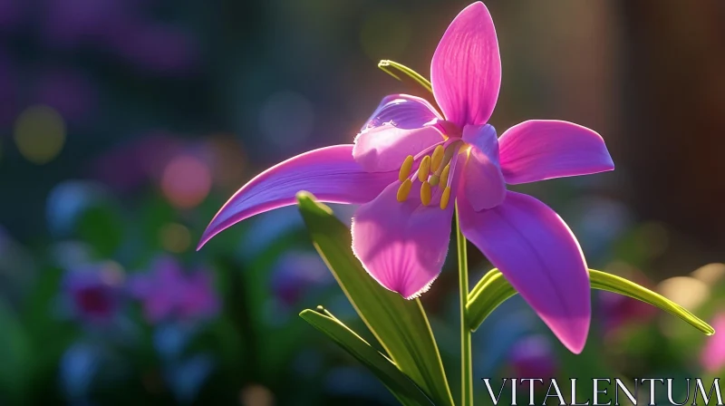 Close-up of a Beautiful Pink Flower in Full Bloom AI Image