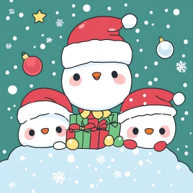 Festive Snowmen Illustration