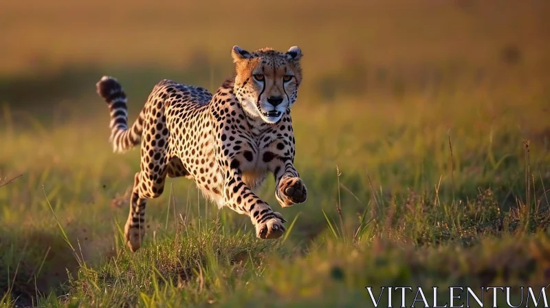 Graceful Cheetah Running in the Savanna - Captivating Wildlife Image AI Image