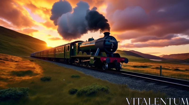 Stunning Steam Train Wallpaper in British Landscapes AI Image