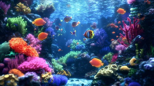 Colorful Coral Reef with Tropical Fish