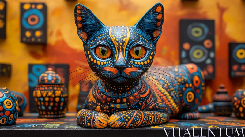 AI ART Colorful Abstract Art Cat Sculpture