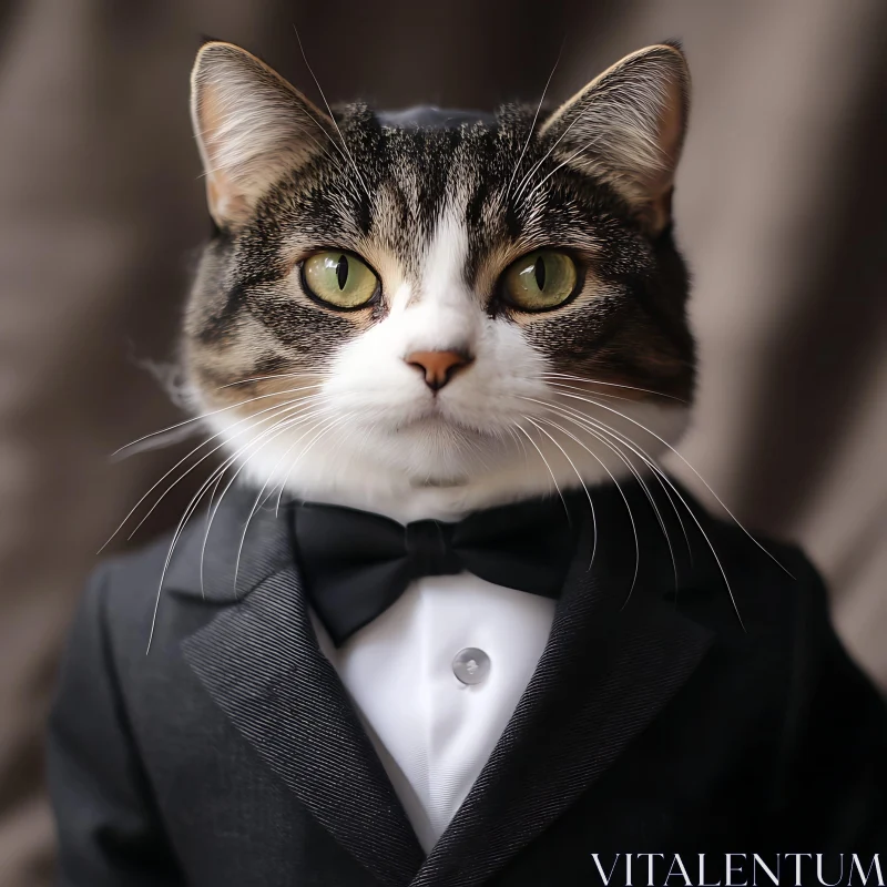 Cat in Formal Attire AI Image