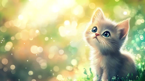 Cute Kitten in Dreamy Nature Setting