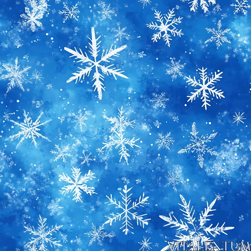 Winter Snowflake Art on Blue AI Image