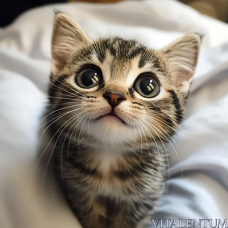 Cute Tabby Kitten Close-Up AI Image