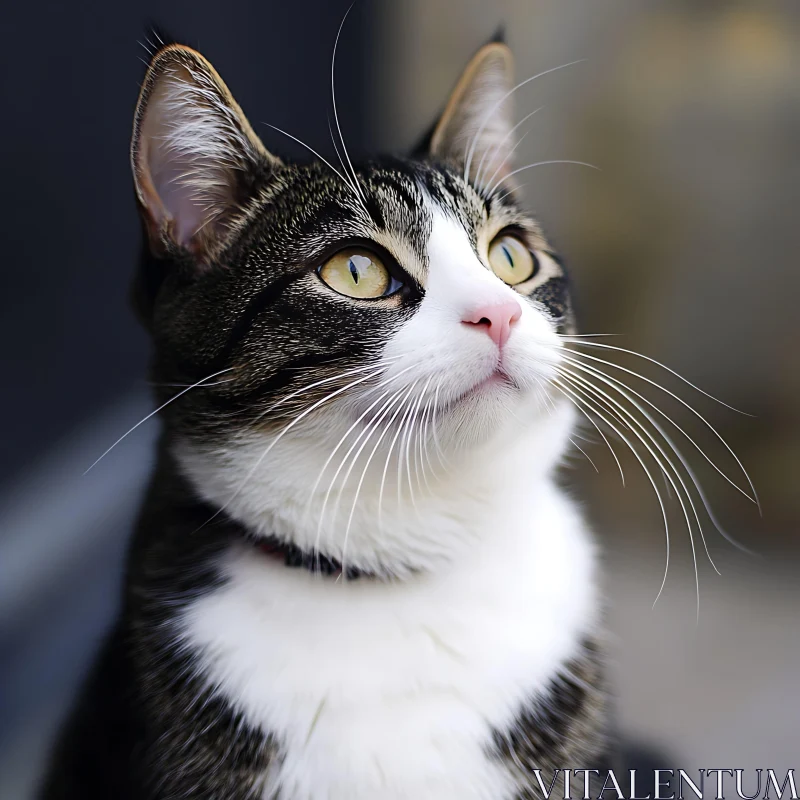 Captivating Cat Portrait with Yellow-Green Eyes AI Image