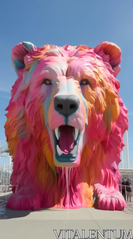 Colorful Outdoor Bear Sculpture - A Burst of Furry Art AI Image