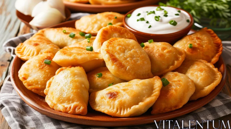 Delicious Fried Pierogi with Potato and Cheese Filling AI Image