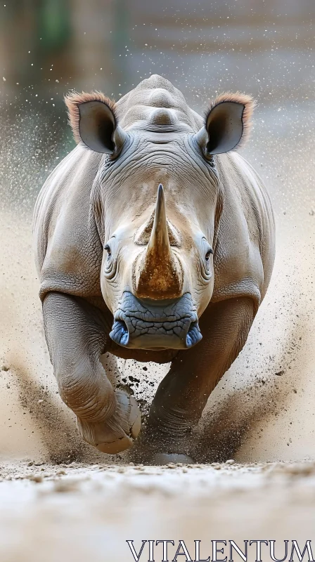 AI ART Wildlife Adventure with Charging Rhino