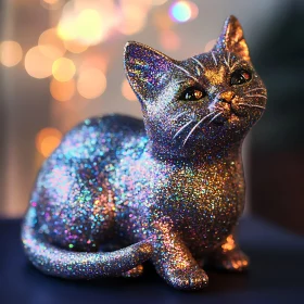 Dazzling Glitter Cat Statue
